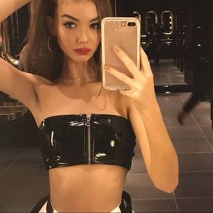 leather crop top